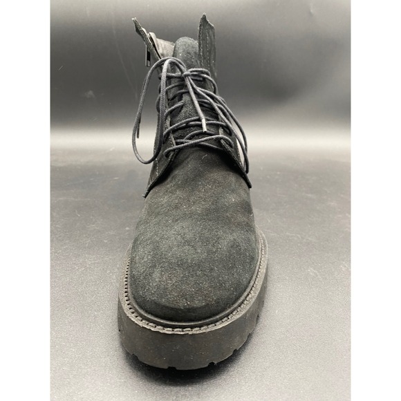 Zara Man Black Suede‎ Lace Up Side Zip Combat Boots Lug Sole Size 43 Mens 10 main image 5